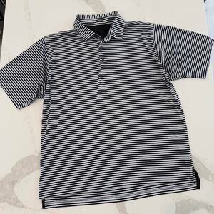 Bobby Jones Short Sleeve Golf Polo Shirt Mens XXL Black/White Stripe Performance